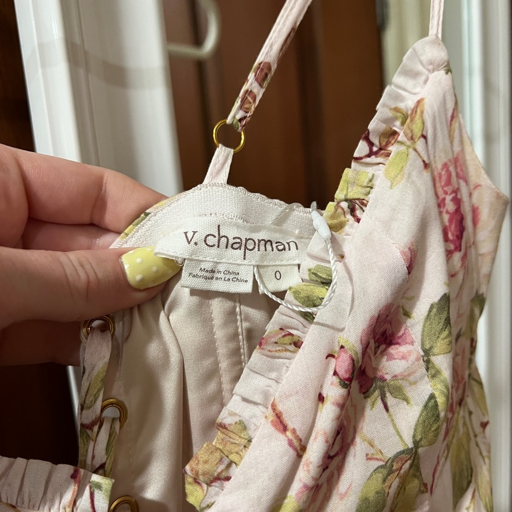 v chapman caterina dress in pink rose print - Picture 4 of 6